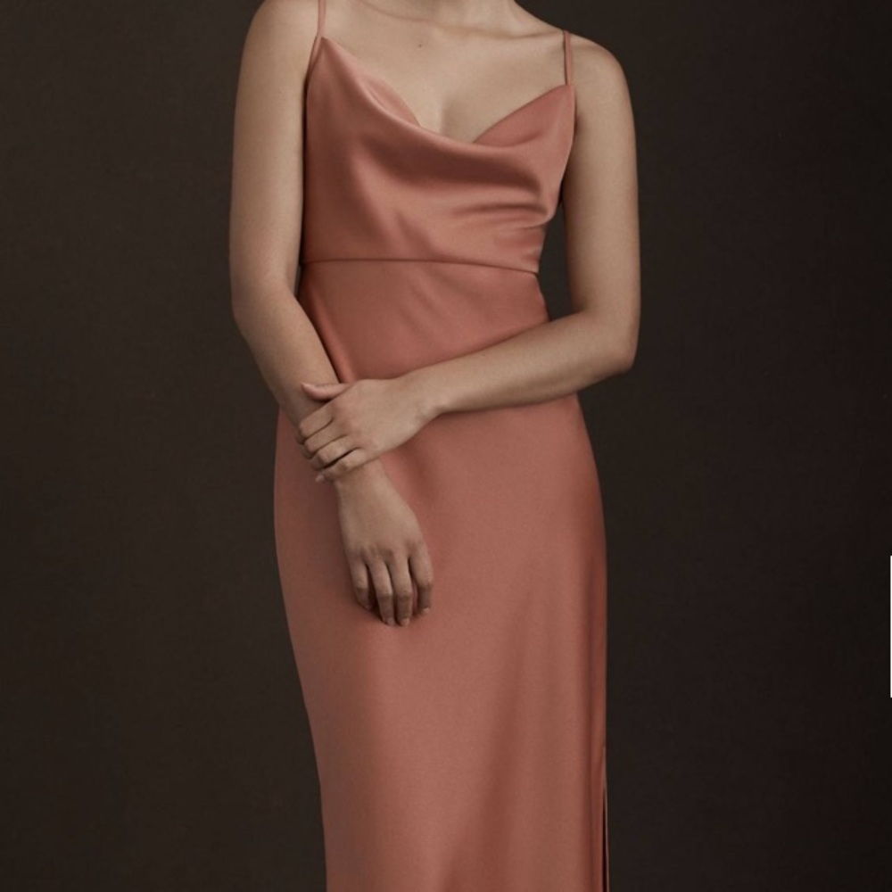 BHLDN Cali Satin Charmeuse Midi Dress in ‘DESERT ROSE’ Women’s size 0.